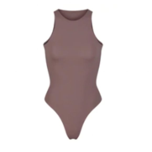 SKIMS, FITS EVERYBODY HIGH NECK BODYSUIT | TALC, Size L - Picture 6 of 7